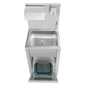 Foot-Operated Hand Wash with Bin, Soap and Paper Dispenser - Dynasteel