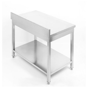 Edelstahltisch 800x700 mm Rückwand und Unterregal