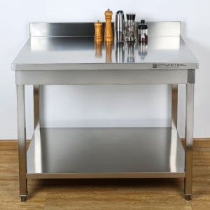 Stainless Steel Table 800x700 mm with Backsplash and Lower Shelf