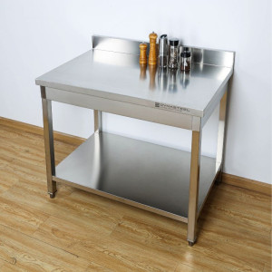 Tisch Edelstahl Rückwand Regal Dynasteel Robust und Praktisch
