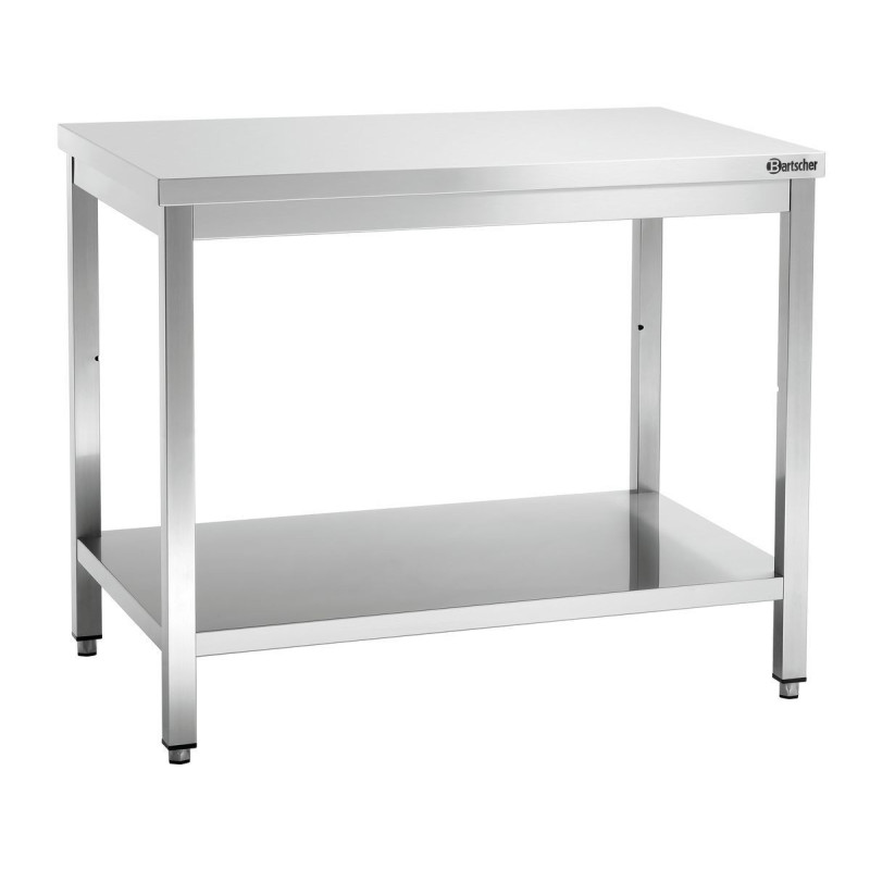 Edelstahl-Arbeitstisch mit unterem Regal - T 700 mm - L 1000 mm - Bartscher