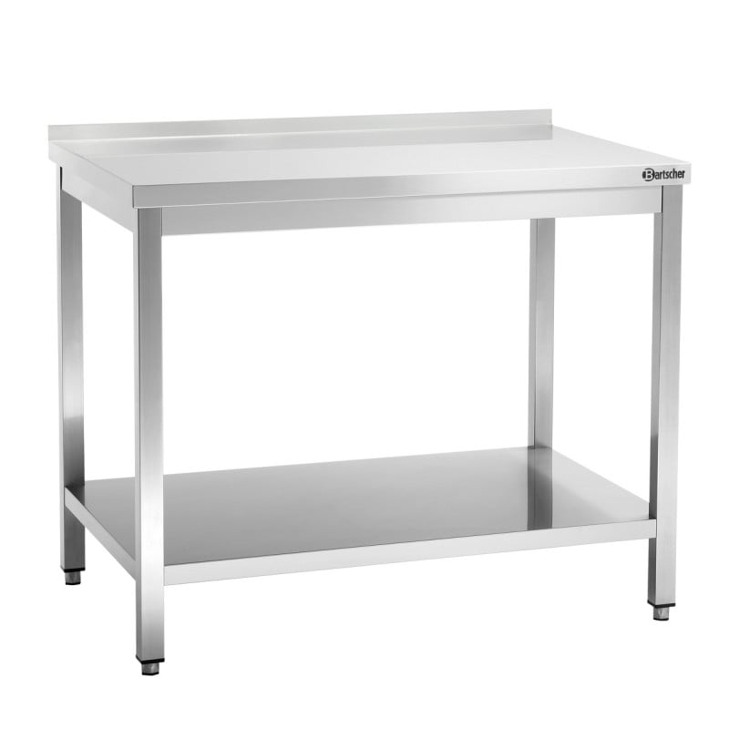 Table de Travail Inox avec Etagère Basse et Dosseret - P 700 mm - L 1000 mm - Bartscher