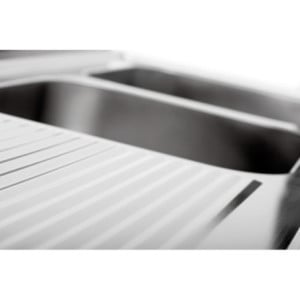 Plonge 2 Bacs avec Passage Lave-Vaisselle, Dosseret et Etagère Basse - L 1800 x P 700 mm - Bartscher
