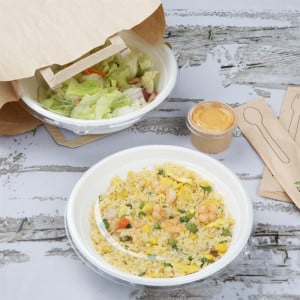 Recycelbare PET-Deckel Fiesta für Poke Bowls 682 und 909 ml - Set von 50 - Gastronoble