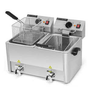 Professional Deep Fryer 2 x 8 L with Drain - Dynasteel