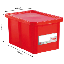 Rechteckiger Behälter 55 L + Roter Deckel HACCP