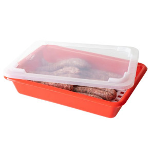 Bac Plat 3L Haccp Rot + Deckel + Gitter - Gilac