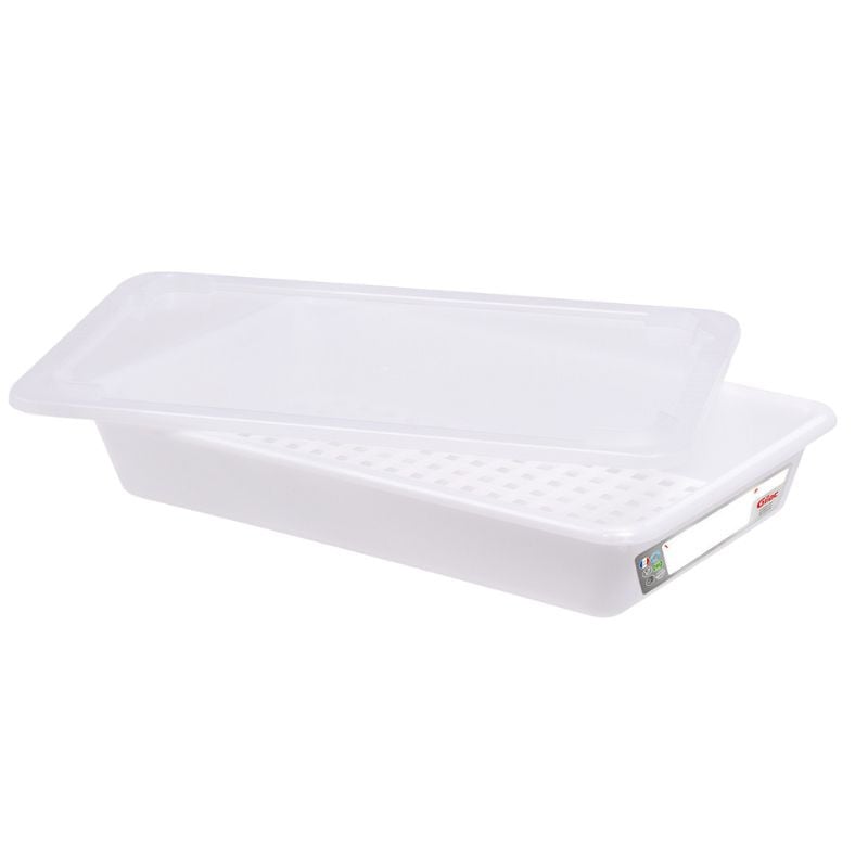 Bac Plat HACCP avec Couvercle et Grille - 5 L - Blanc - Gilac