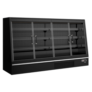 Low Refrigerated Display Case Supermarket with 4 Black Doors - 720 L