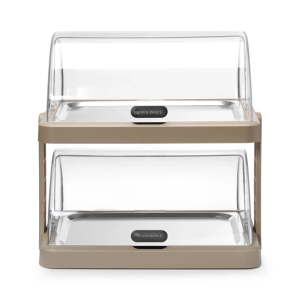 Vitrine Buffet mit Schiebedach UNIQ - 2 Tabletts - Beige - HENDI