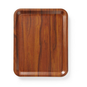 Rectangular Non-Slip Mahogany Laminated Serving Tray - 460 x 360 mm - HENDI