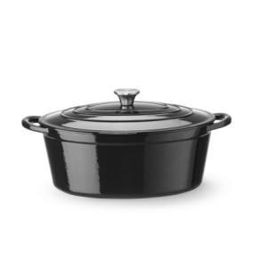 Black Oval Enameled Cast Iron Casserole - 6.88 L - HENDI