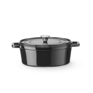 Cocotte en Fonte Émaillée Ovale Noire - 4,4 L - HENDI