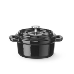 Runder emaillierter Gusseisentopf Schwarz - 0,27 L - HENDI