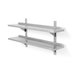 Verstellbares Wandregal 2 Ebenen mit 2 Halterungen - L 1200 x 300 mm - HENDI