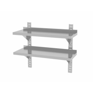 Adjustable Wall Shelf 2 Levels with 2 Brackets - L 800 x 300 mm - HENDI