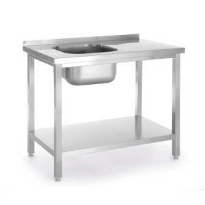 Spülbecken 1 Becken links Kitchen Line mit Regal - T 600 x B 800 mm - HENDI