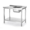 Sink 1 Basin on the Left Kitchen Line with Shelf - D 600 x W 1000 mm - HENDI