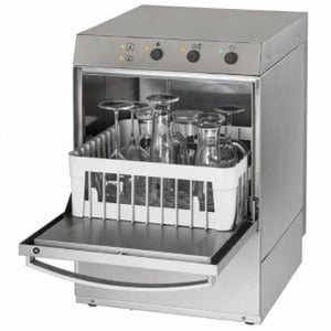 Lave-Verre Professionnel avec Doseur de Liquide de Rinçage et Détergent et Pompe de Vidange - 35 x 35 cm