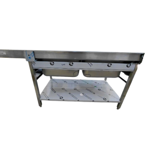 Spülbecken 2 Becken mit Geschirrspülerdurchgang und Abtropffläche rechts - 2000 x 700 mm