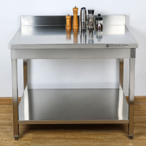 Edelstahltisch 1600x700 mm Rückwand und Unterregal