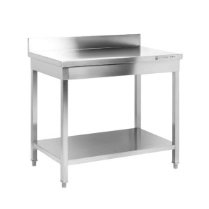Edelstahltisch 1600x700 mm Rückwand und Unterregal