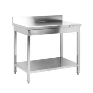 Edelstahltisch 1600x600 mm Rückwand und Unterregal