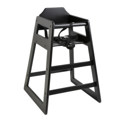 Chaise Haute en Bois Noire Reconditionnée | Fourniresto