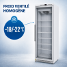Gefrierschrank 400 L mit Glastür Umluftkühlung -18/-22°C