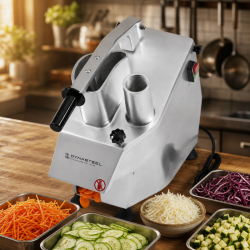 Professioneller Gemüseschneider 550 W — 2 Einfüllöffnungen, Alu