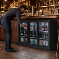 Arrière-Bar Réfrigéré 320 L 3 Portes Vitrées Coulissantes