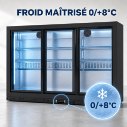 Arrière-Bar Réfrigéré 320 L 3 Portes Vitrées Coulissantes