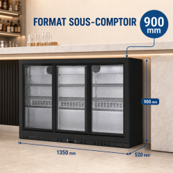 Arrière-Bar Réfrigéré 320 L 3 Portes Vitrées Coulissantes