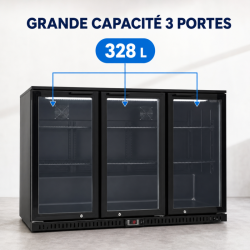 Rückkühlschrank 328 L 3 Glastüren Schwarz