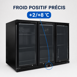 Rückkühlschrank 328 L 3 Glastüren Schwarz