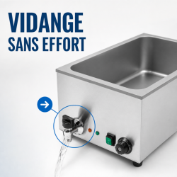 Bain-Marie Pro GN 1/1 20 L 1200 W Inox avec Vidange