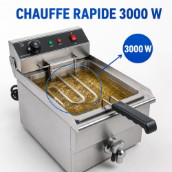 Professional Deep Fryer 13 L 3000 W with Drain - Stainless Steel