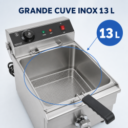 Professionelle Fritteuse 13 L 3000 W mit Ablass - Edelstahl