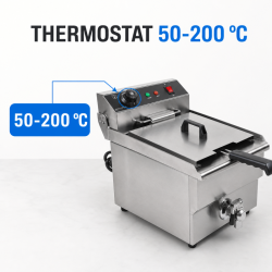 Professionelle Fritteuse 13 L 3000 W mit Ablass - Edelstahl