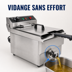 Professionelle Fritteuse 13 L 3000 W mit Ablass - Edelstahl