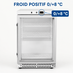 Mini-Kühlschrank mit Glastür 170 L 0/+8 °C - Dynasteel