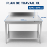 Table Inox 1000x600 mm Dosseret et Étagère Basse