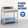 Edelstahltisch 1000x600 mm Rückwand und Unterregal
