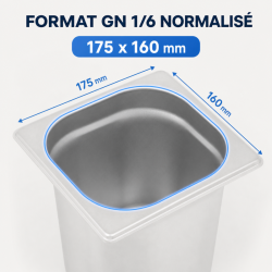 Bac Gastro GN 1/6 Inox Tiefe 200 mm - 3,4 L