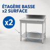 Edelstahltisch 800x700 mm Rückwand und Unterregal