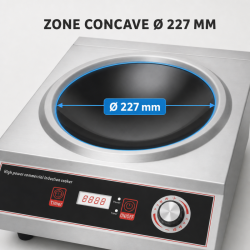 Wok Induction Pro 3500 W Stainless Steel — Concave Zone Ø227