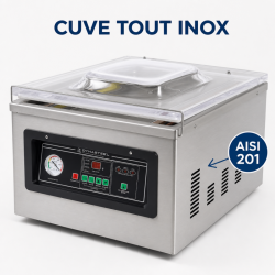 Vakuumverpackungsmaschine mit Glocke 900 W - Schweißnaht 400 mm Edelstahl