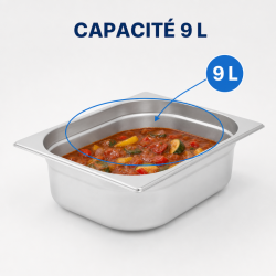 Bac Gastro GN 2/3 Inox 9 L - Profondeur 100 mm