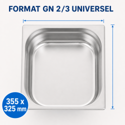 Bac Gastro GN 2/3 Inox 9 L - Profondeur 100 mm