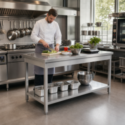 Table Inox 1600 x 600 mm avec Étagère Basse — AISI 201
